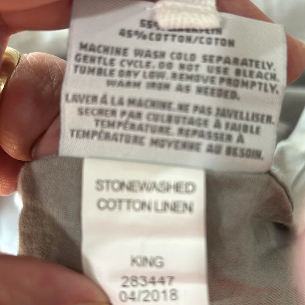 Restoration Hardware gray Stonewashed Linen/cotton blend king duvet